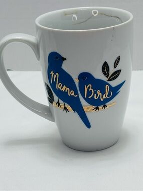 Mama Bird Blue Ceramic Mug - Bird Design